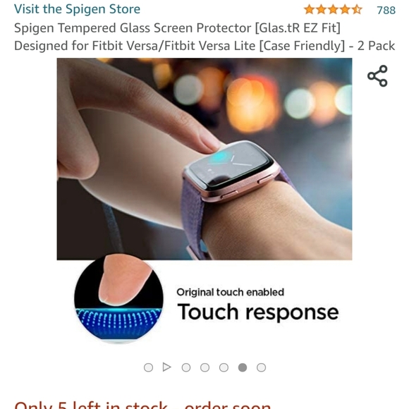 Spigen 2 pack fitbit versa glass screen protector - Picture 6 of 15